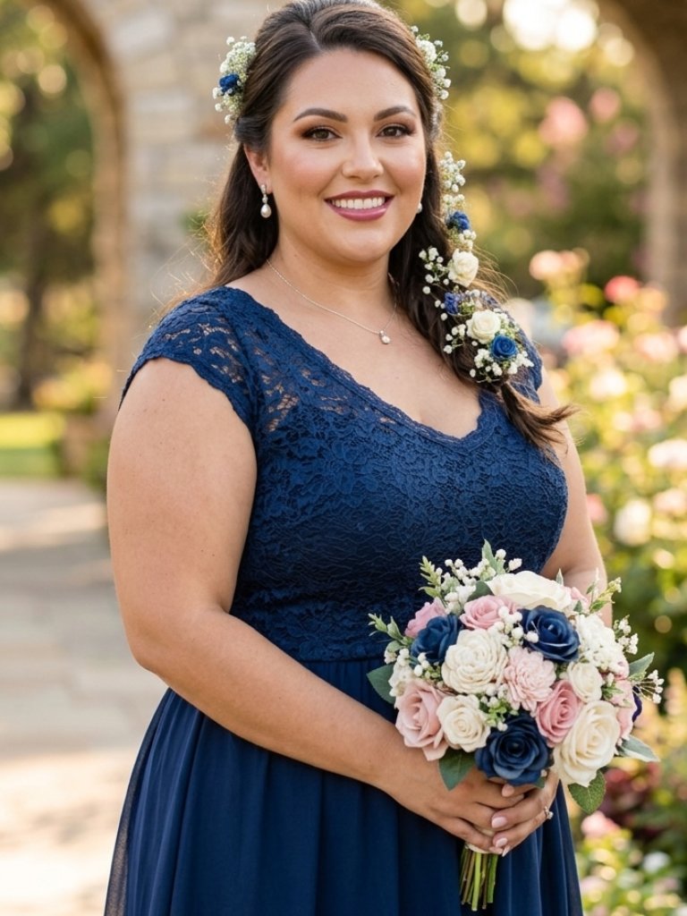 Nwt Nemidor Navy Blue Lace Bridesmaid Dress Size 26 (Us) 5xl Evening Gown